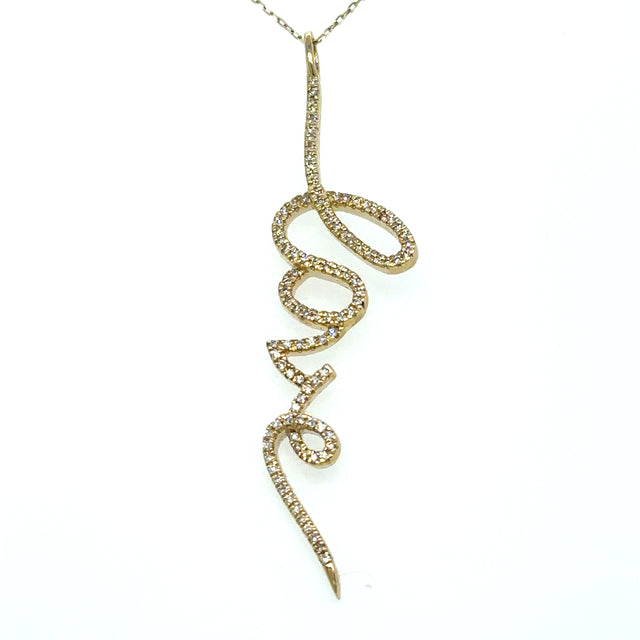 Colgante Amor Oro Amarillo De 14 Quilates Con Diamantes 0.17 Ct.