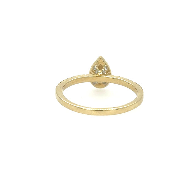 Anillo De Diamantes En Forma De Pera 0.39 Ct.