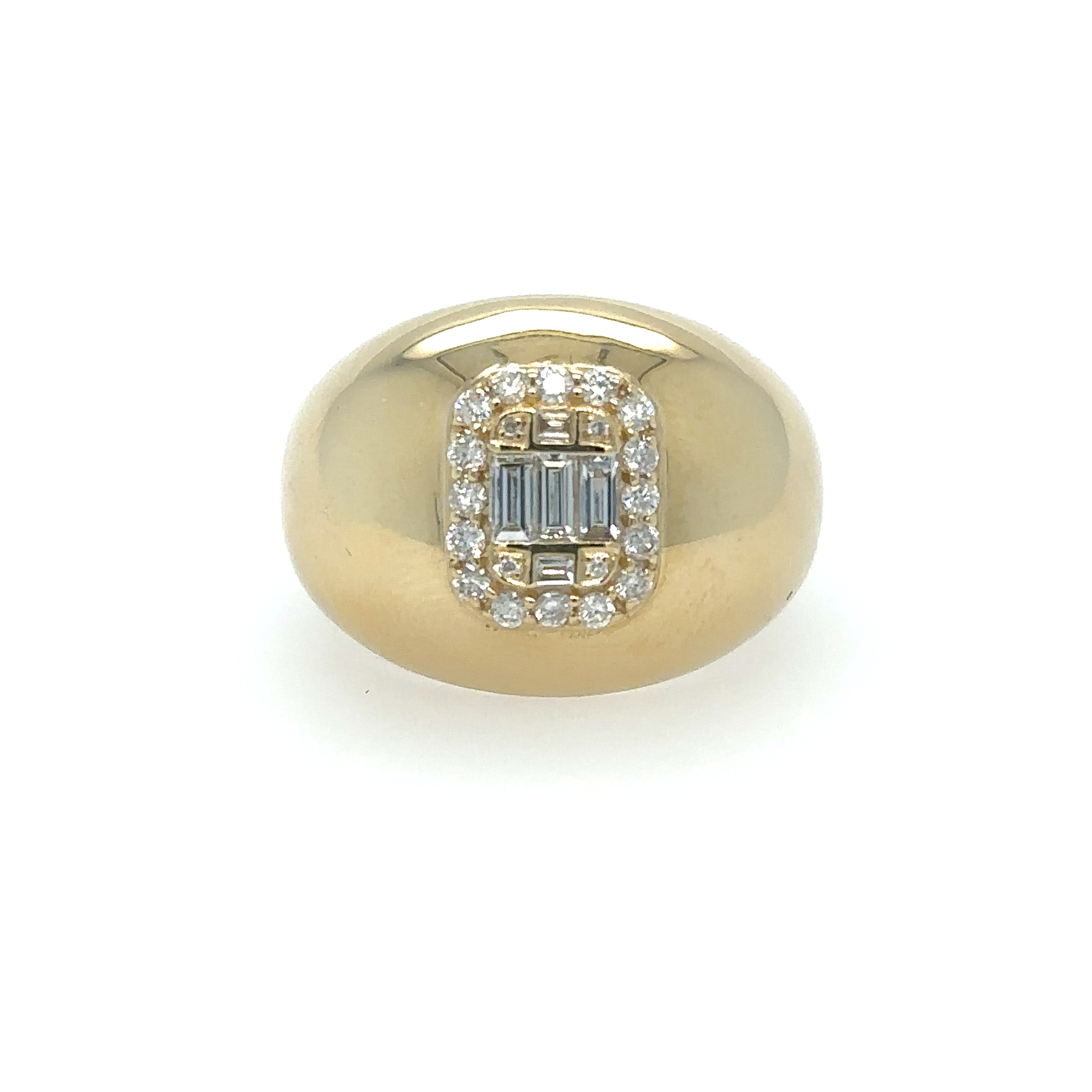 Anillo De Cúpula De Oro Amarillo De 14 Quilates Con Diamantes 0.52 Ct.
