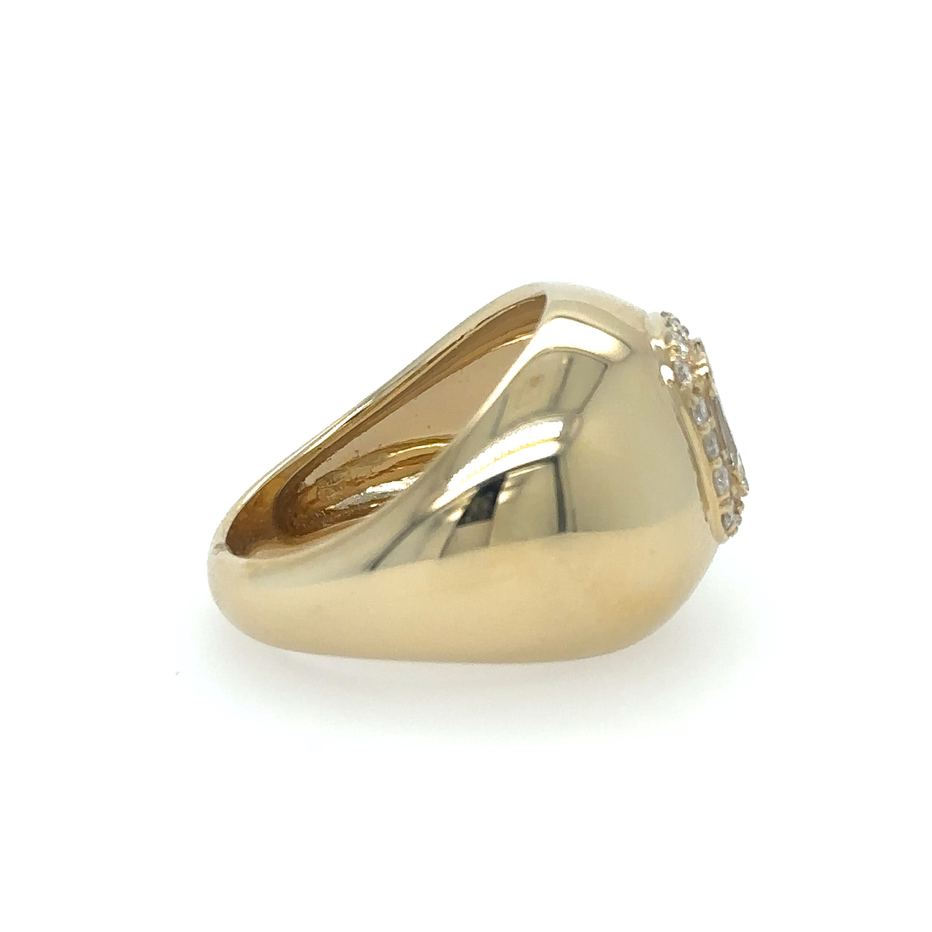 Anillo De Cúpula De Oro Amarillo De 14 Quilates Con Diamantes 0.52 Ct.