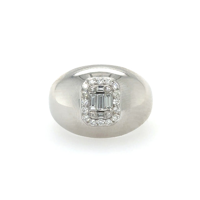 Anillo De Cúpula De Oro Blanco De 14 Quilates Con Diamantes 0.54 Ct.
