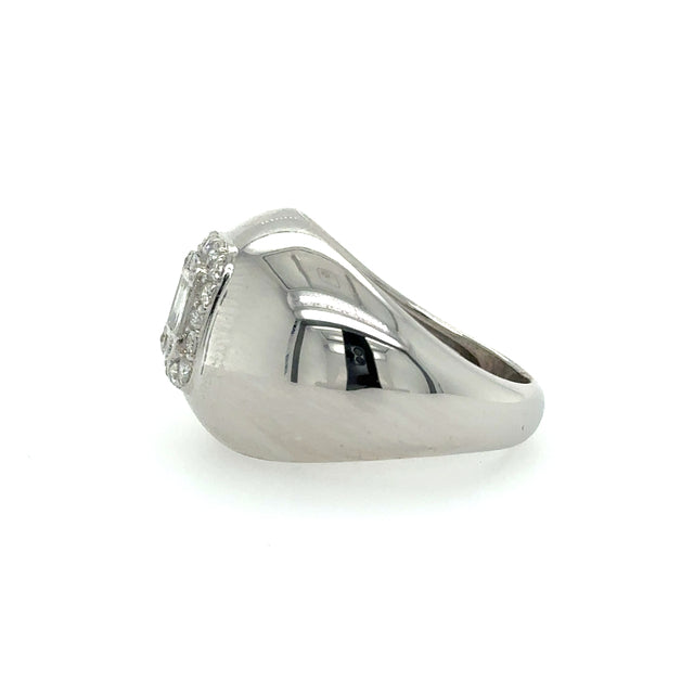 Anillo De Cúpula De Oro Blanco De 14 Quilates Con Diamantes 0.54 Ct.