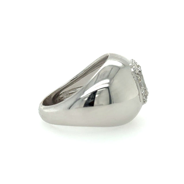 Anillo De Cúpula De Oro Blanco De 14 Quilates Con Diamantes 0.54 Ct.