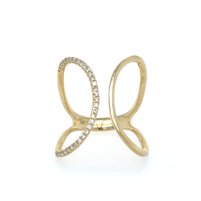 Anillo De Oro Amarillo De 14K Con Diamantes 0.2 Ct.