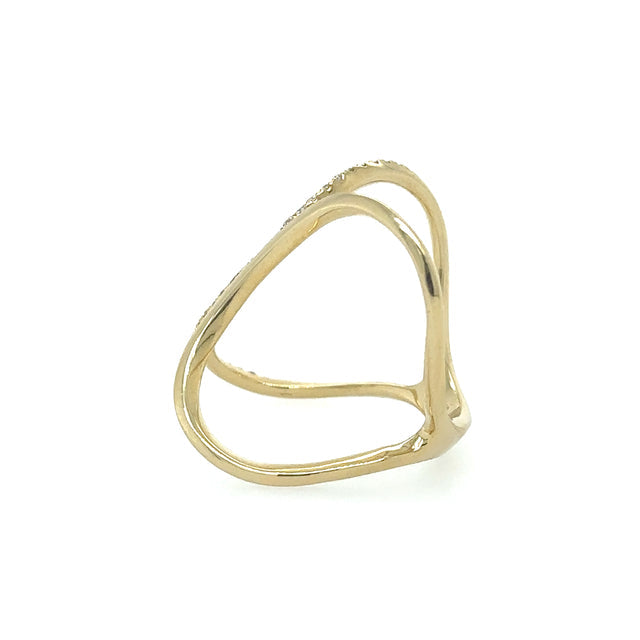 Anillo De Oro Amarillo De 14K Con Diamantes 0.2 Ct.