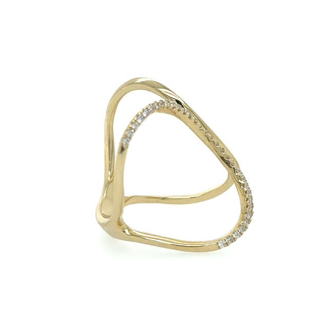 Anillo De Oro Amarillo De 14K Con Diamantes 0.2 Ct.