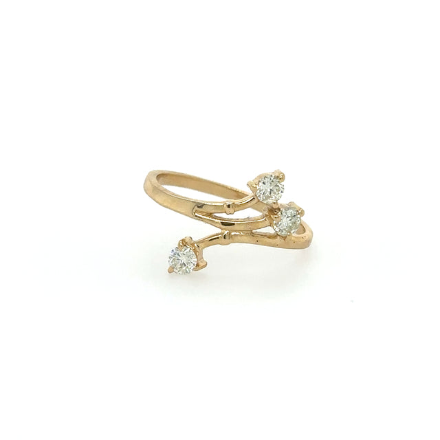 Anillo De Oro Amarillo Con Diamantes Amarillos 0.37 Ct.