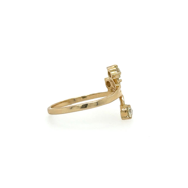 Anillo De Oro Amarillo Con Diamantes Amarillos 0.37 Ct.
