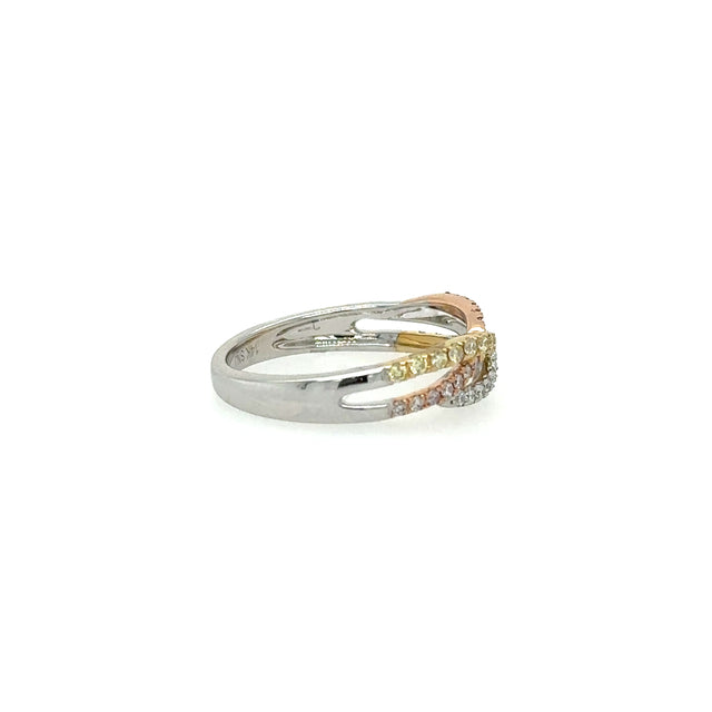 Anillo De Oro De 3 Tonos Con Diamantes 0.33 Ct.