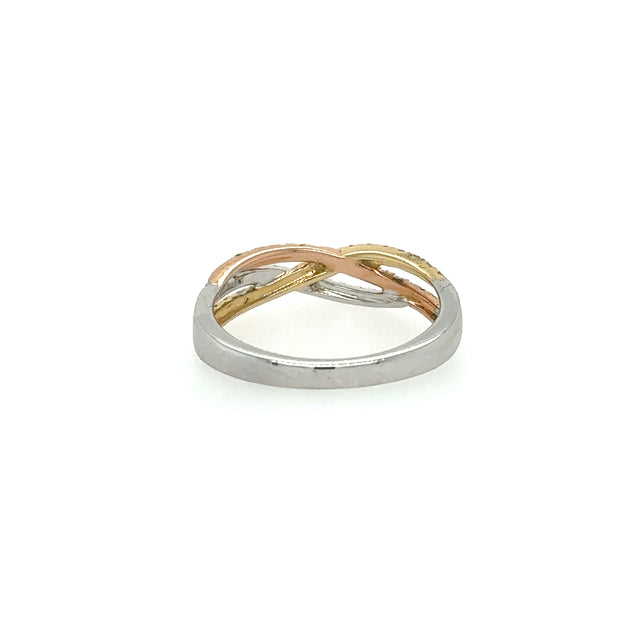 Anillo De Oro De 3 Tonos Con Diamantes 0.33 Ct.