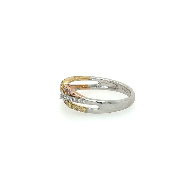 Anillo De Oro De 3 Tonos Con Diamantes 0.33 Ct.