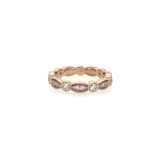 Anillo De Oro Rosa Con Diamantes 0.79 Ct.
