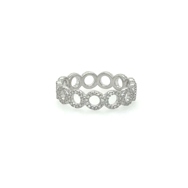 Anillo De Cadena De Oro Blanco Con Diamantes 0.31 Ct.