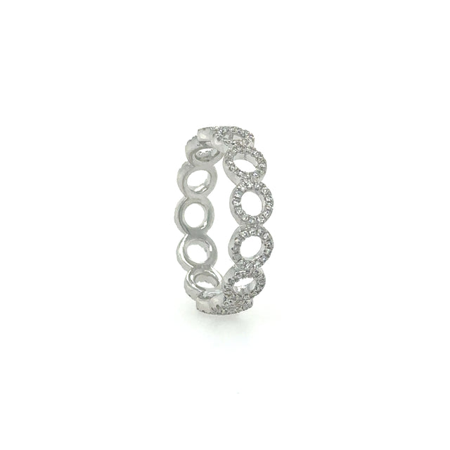 Anillo De Cadena De Oro Blanco Con Diamantes 0.31 Ct.