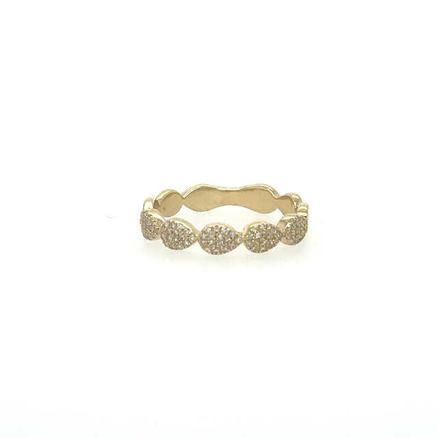 Anillo En Forma De Pera De Diamantes De Oro Amarillo De 14Kt 0.13 Ct.