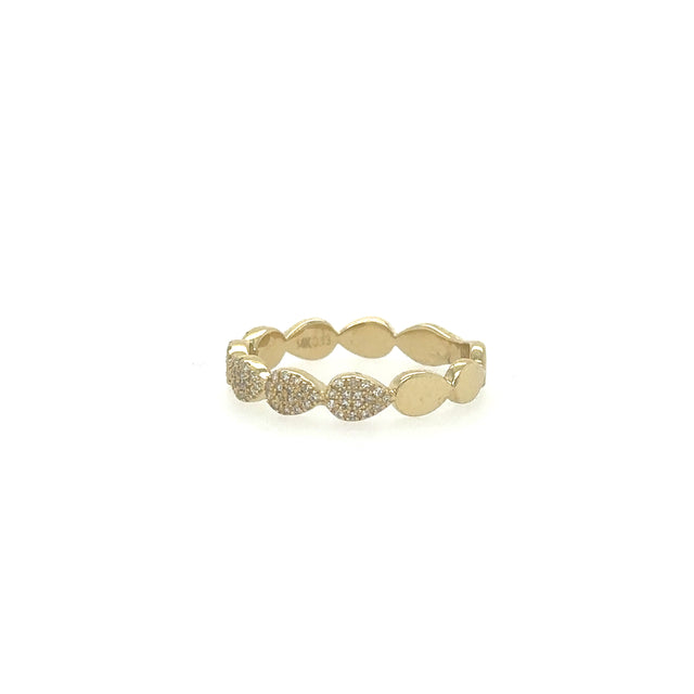 Anillo En Forma De Pera De Diamantes De Oro Amarillo De 14Kt 0.13 Ct.