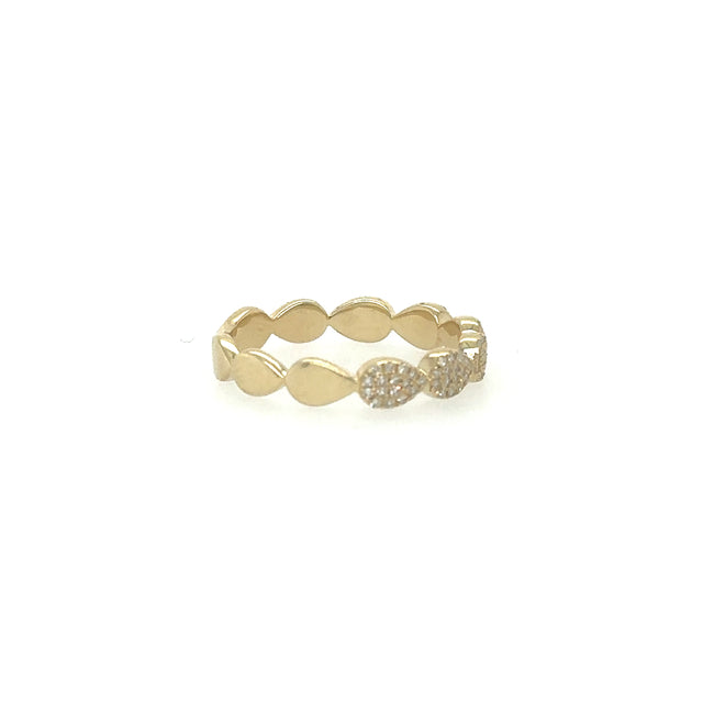 Anillo En Forma De Pera De Diamantes De Oro Amarillo De 14Kt 0.13 Ct.