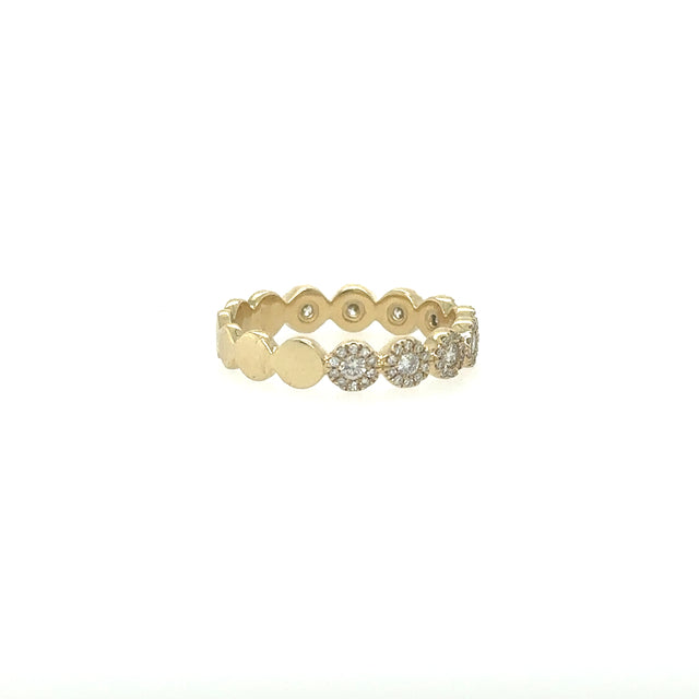 Media Banda Redonda De Diamantes De Oro Amarillo De 14 Kt 0.41 Ct.