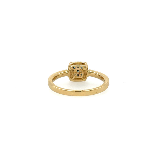 Anillo De Oro Amarillo De 14 Quilates Con Diamantes Blancos Y Azules 0.23 Ct.