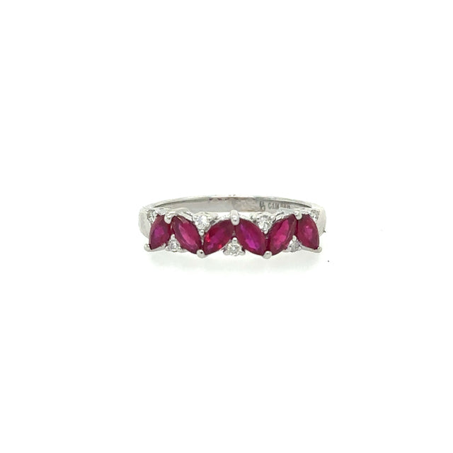 Anillo de Diamantes & Esmeralda en Oro Blanco de 18K 1.16ct