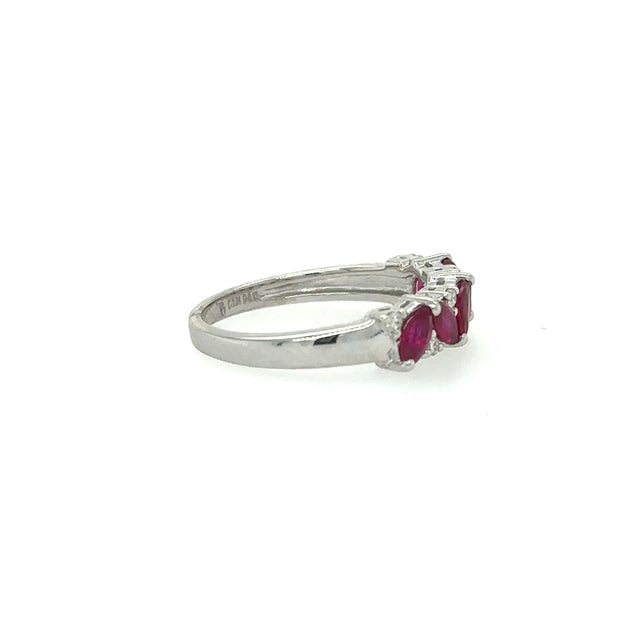 Anillo de Diamantes & Esmeralda en Oro Blanco de 18K 1.16ct