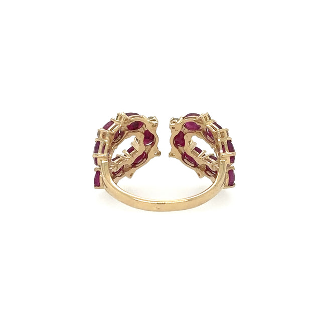 Anillo De Oro Amarillo De 14K Con Rubí Y Diamantes 3.25 TCW.