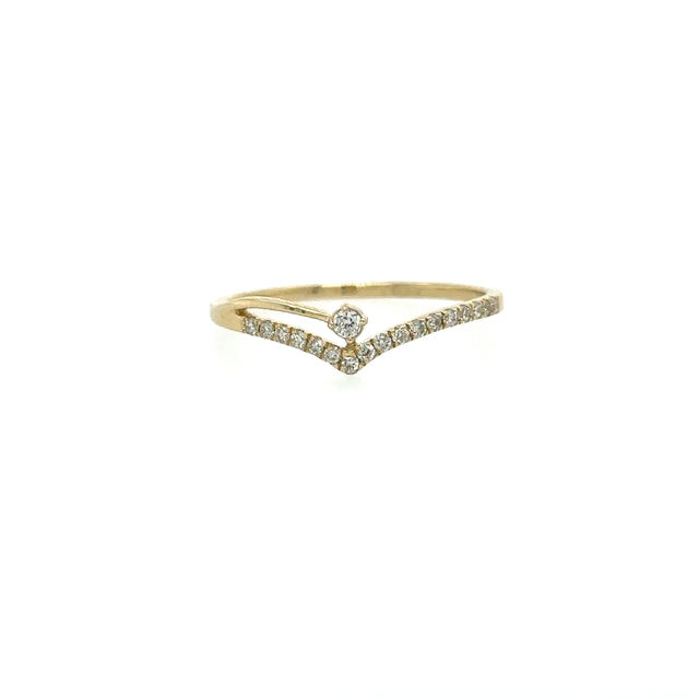 Anillo De Oro Amarillo De 14K Con Diamantes 0.18 Ct.