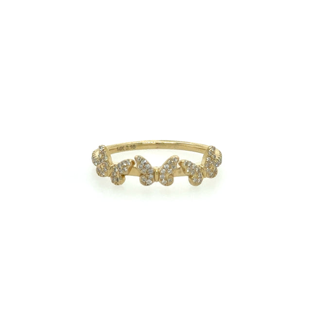 Anillo Mariposa De Oro Amarillo Con Diamantes 0.16 Ct.