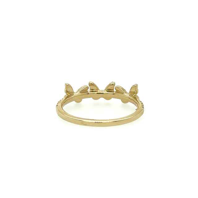 Anillo Mariposa De Oro Amarillo Con Diamantes 0.16 Ct.