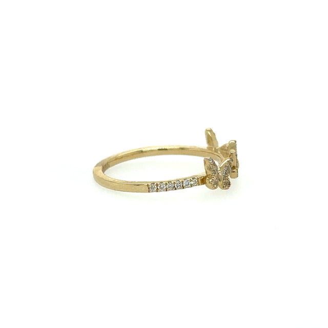 Anillo Mariposa De Oro Amarillo Con Diamantes 0.16 Ct.