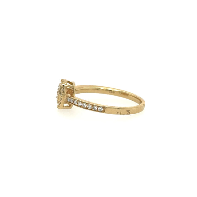 Anillo De Oro Amarillo de 14K Y Diamantes 0.24 Ct.