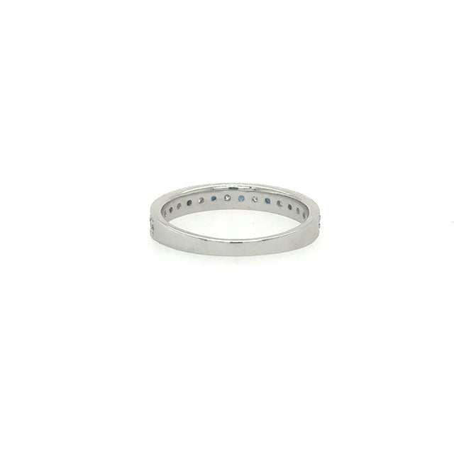 Anillo De Oro Blanco De 14 Quilates Con Zafiro Y Diamantes 0.31 Ct.