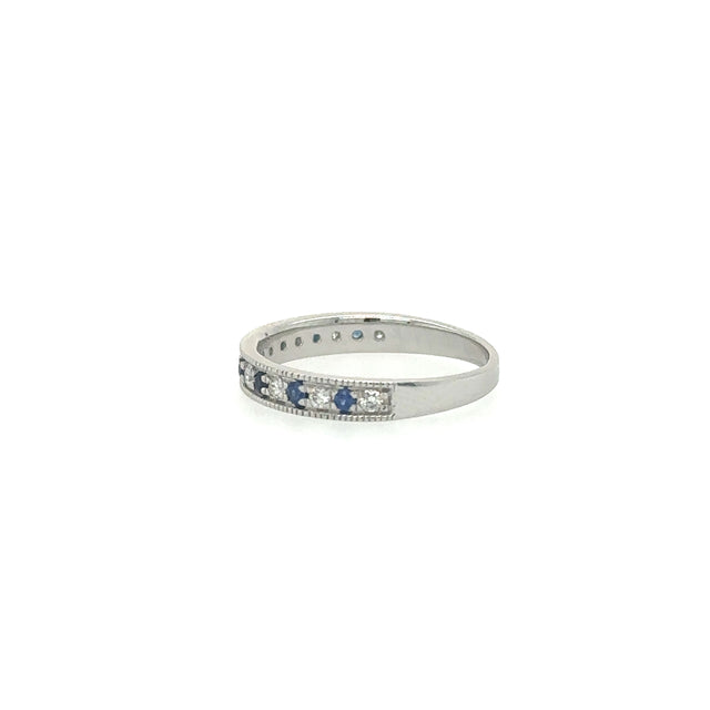 Anillo De Oro Blanco De 14 Quilates Con Zafiro Y Diamantes 0.31 Ct.
