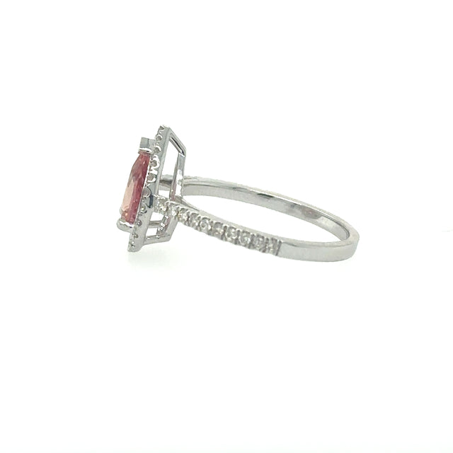 Anillo Topacio Oro Blanco Con Diamantes 1.54 Ct.