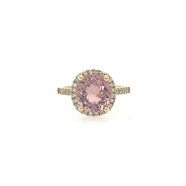 Anillo Turmalina De Oro Amarillo Con Diamantes 3.9 Ct.