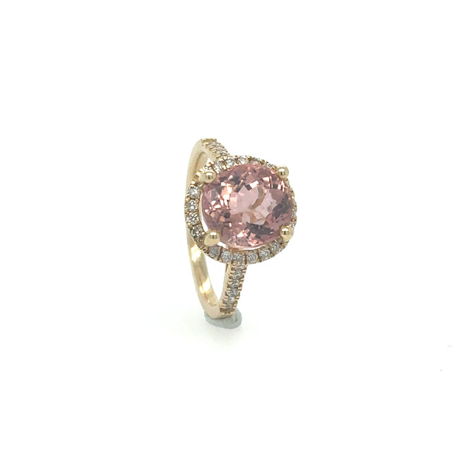 Anillo Turmalina De Oro Amarillo Con Diamantes 3.9 Ct.