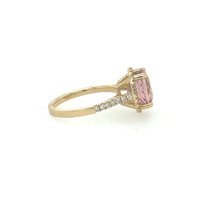 Anillo Turmalina De Oro Amarillo Con Diamantes 3.9 Ct.