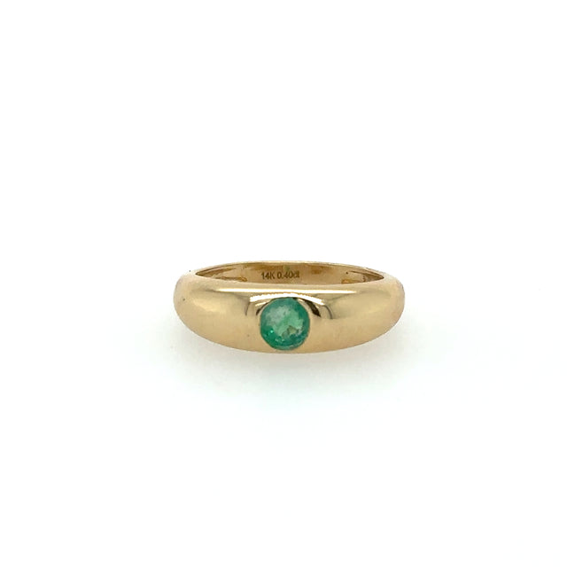 Anillo De Oro Amarillo Y Esmeralda 0.4 Ct.