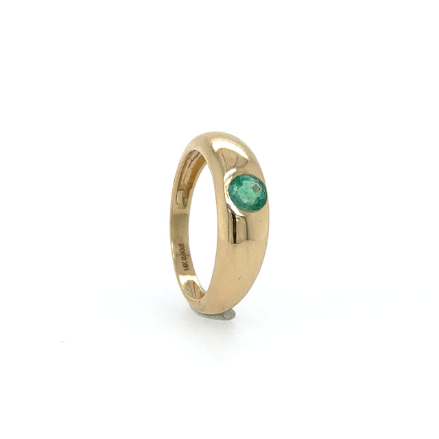 Anillo De Oro Amarillo Y Esmeralda 0.4 Ct.