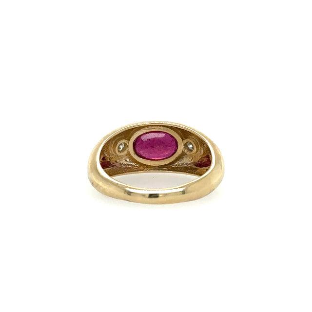 Anillo De Oro Amarillo De 14K Con Rubí Y Diamantes 1.7 TCW.