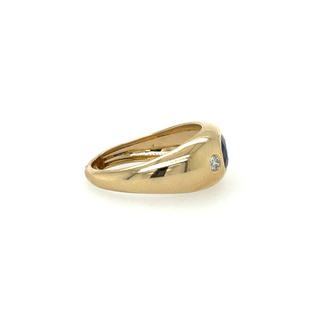 Anillo De Oro Amarillo Con Zafiro Y Diamantes 1.7 Ct.