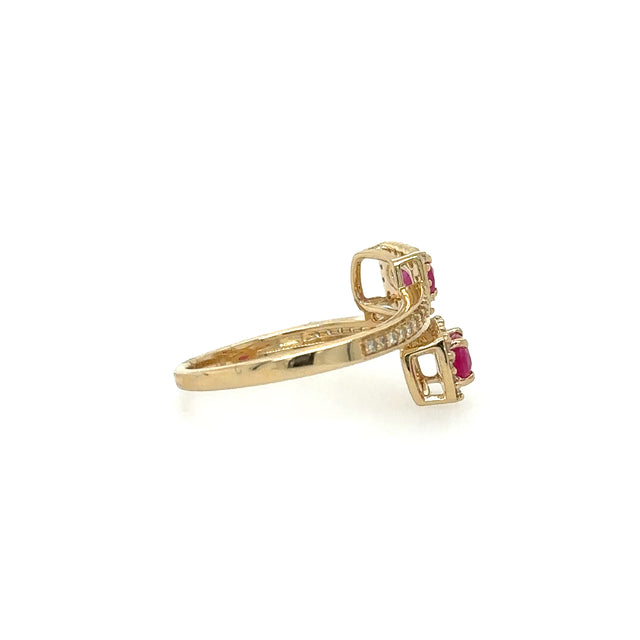 Anillo Rubí En Oro Amarillo De 14K Con Diamantes 0.79 TCW.