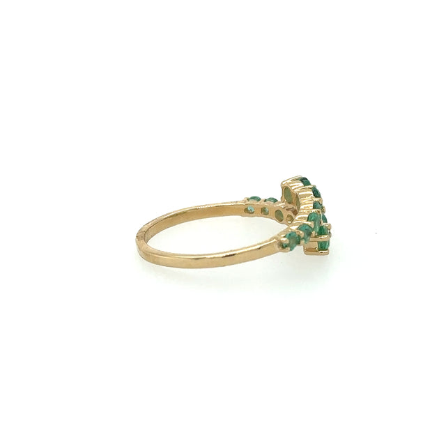 Anillo De Oro Amarillo Y Esmeralda 0.85 Ct.