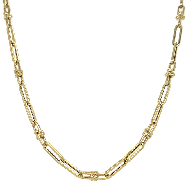 Collar U-Link De Oro Amarillo De 14Kt Con Clip De   15.90 G