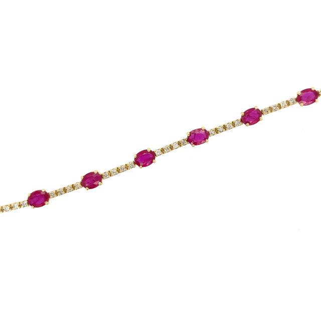 18K Yellow Gold Ruby and Diamond Bracelet, 3.43 TCW