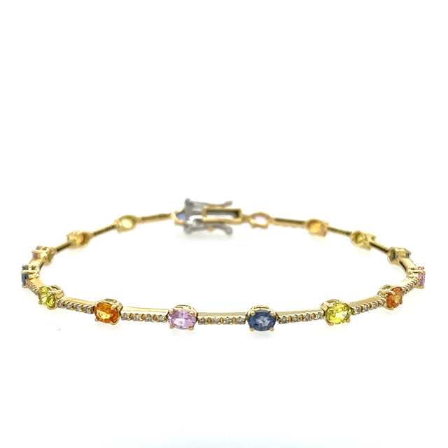 Brazalete De Diamantes Y Zafiros Múltiples En Oro Amarillo De 18K, 3,60 Tcw