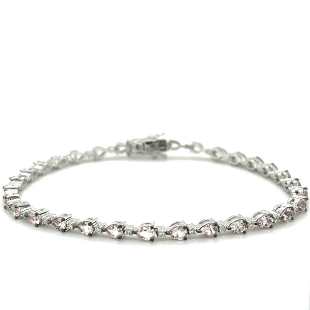 Pulsera De Oro Blanco De 18 Quilates Con Morganita Y Diamantes 4.63 Ct.