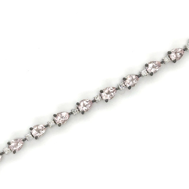 Pulsera De Oro Blanco De 18 Quilates Con Morganita Y Diamantes 4.63 Ct.