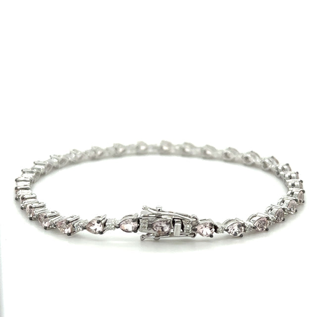 Pulsera De Oro Blanco De 18 Quilates Con Morganita Y Diamantes 4.63 Ct.